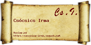 Csócsics Irma névjegykártya