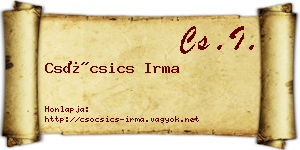 Csócsics Irma névjegykártya